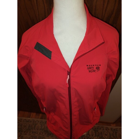 Mountain Hardware Jacket Womens Lg Coral Peach Hiking Zip Pockets Packable Gorp* - Picture 2 of 11